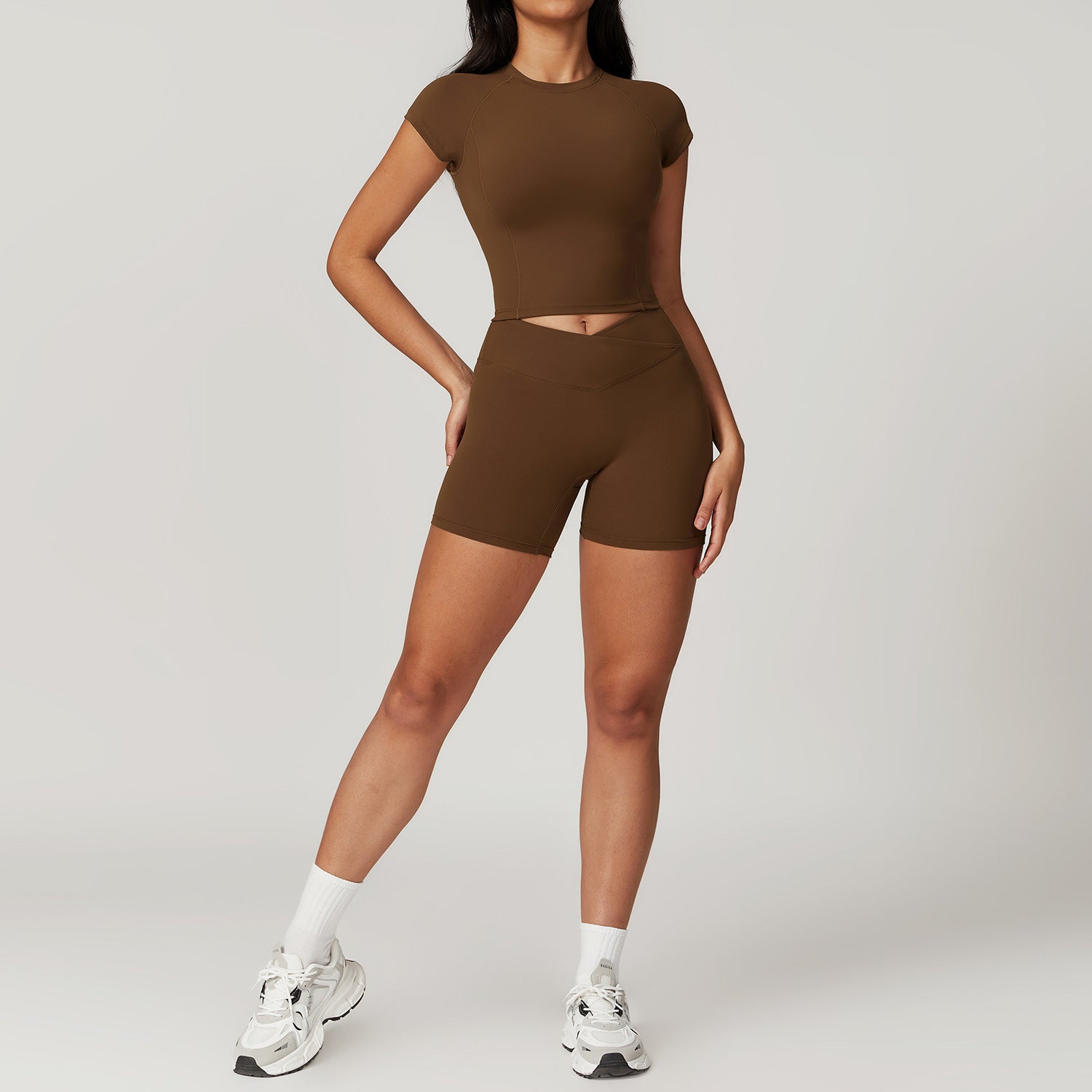 Sollinarry Sustainable Recycled Tight Quick Drying Yoga Suit Outer Wear Running Sports Short Sleeve Suit Beauty Back Workout Clothes Women