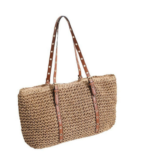 Casual Large Capacity French Straw Bag Summer Niche Shoulder Woven Tote Vacation Beach Bag