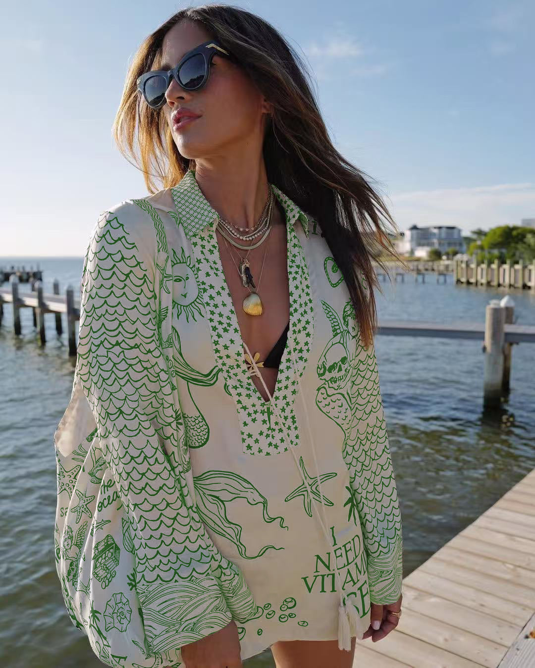 Casual Positioning Printing Satin Two Piece Sets