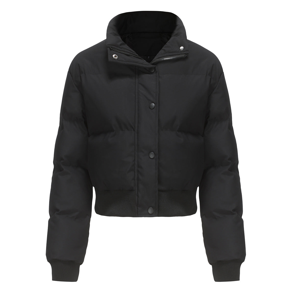 Autumn Winter Women Clothing Short Cotton Jacket Women Long Sleeved High Collar Warm Coat Loose Casual Cotton Padded Clothes Bread Coat