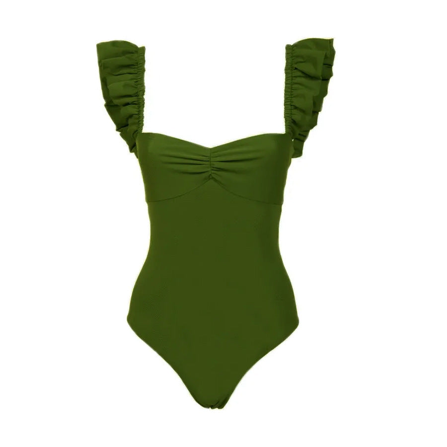 One Piece Belly Covering Backless Sexy Spring Swimsuit Women Chiffon Beach Dress