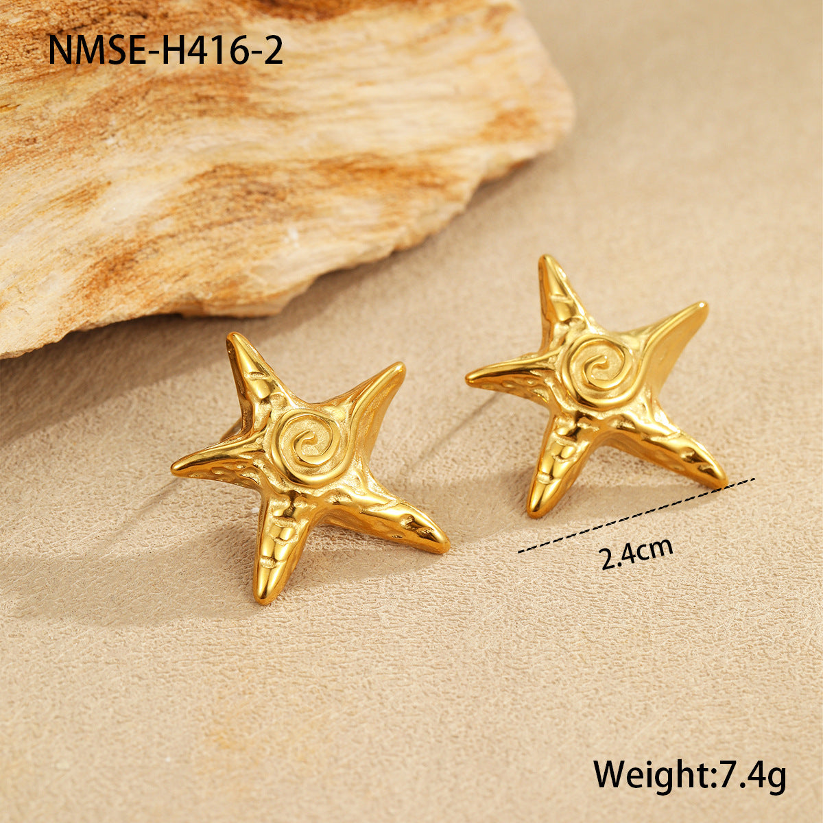 Stainless Steel Earrings Necklace Ocean Series Starfish Beating Pattern Hemp Floral Chain Necklace Ornament