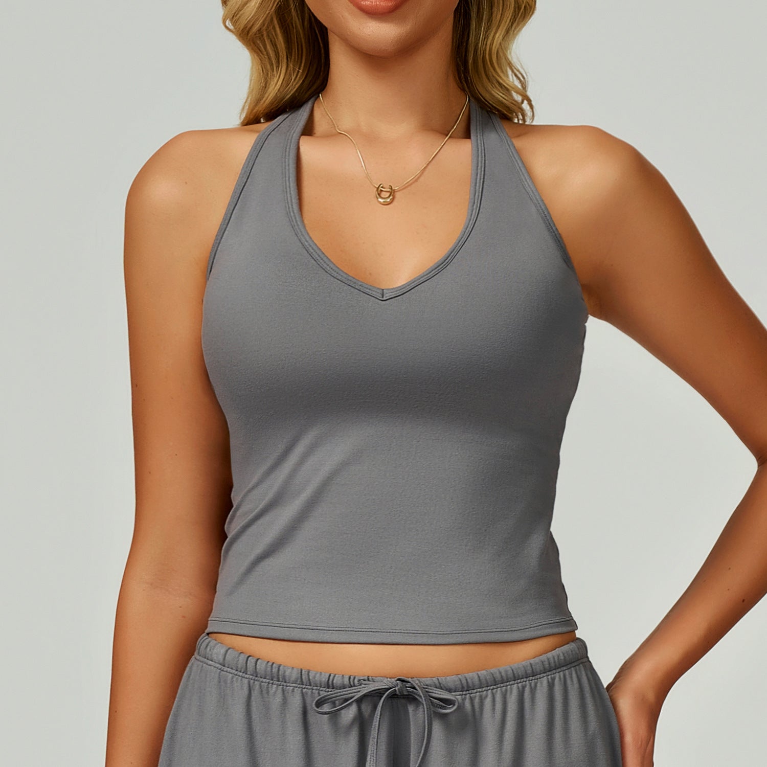 Sollinarry Brushed Yoga Vest V Shaped Tight Beauty Back Exercise Underwear Running Workout Fitness Vest