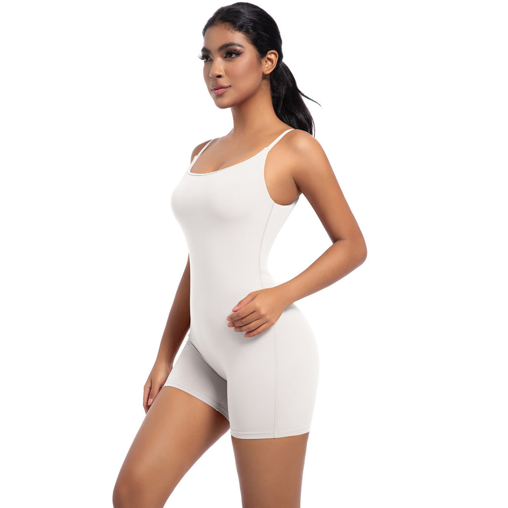 Spring Summer Nude Feel Yoga Straps One Piece Women High Intensity Dance Fitness Sports One Piece Tights
