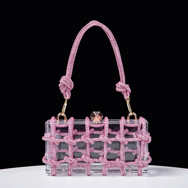 Spring Summer Alec Transparent Storage Box Handcraft Braiding Rope Small Square Bag Underarm Handbags