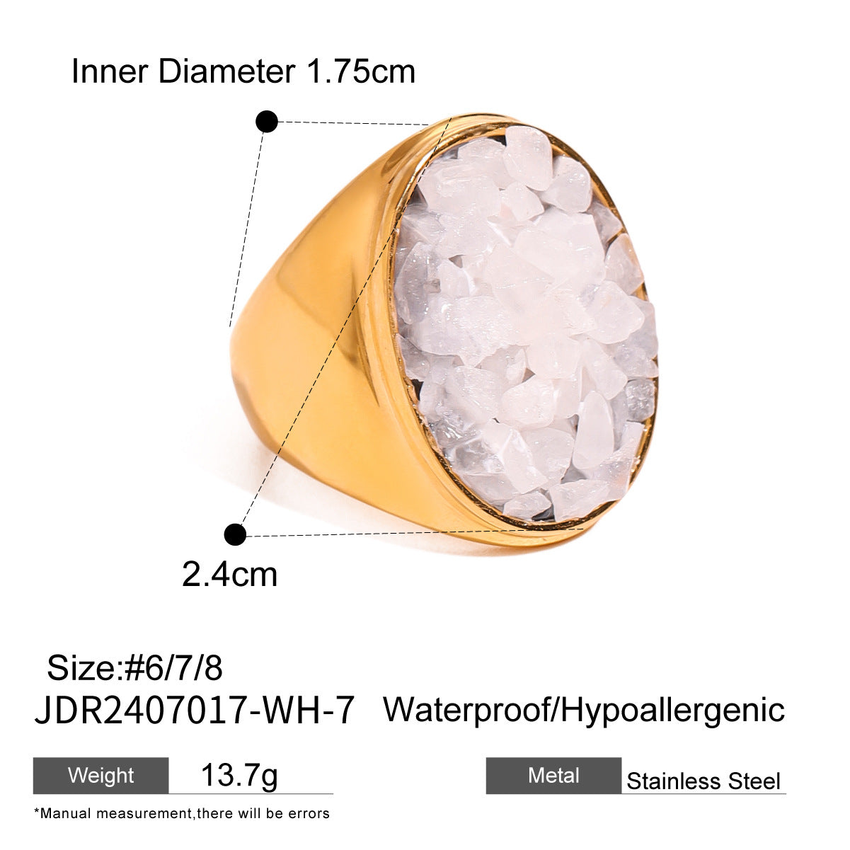 Stainless Steel Natural Stone Eye Catching Ring High Grade Ring Titanium Steel Hand Jewelry Rings