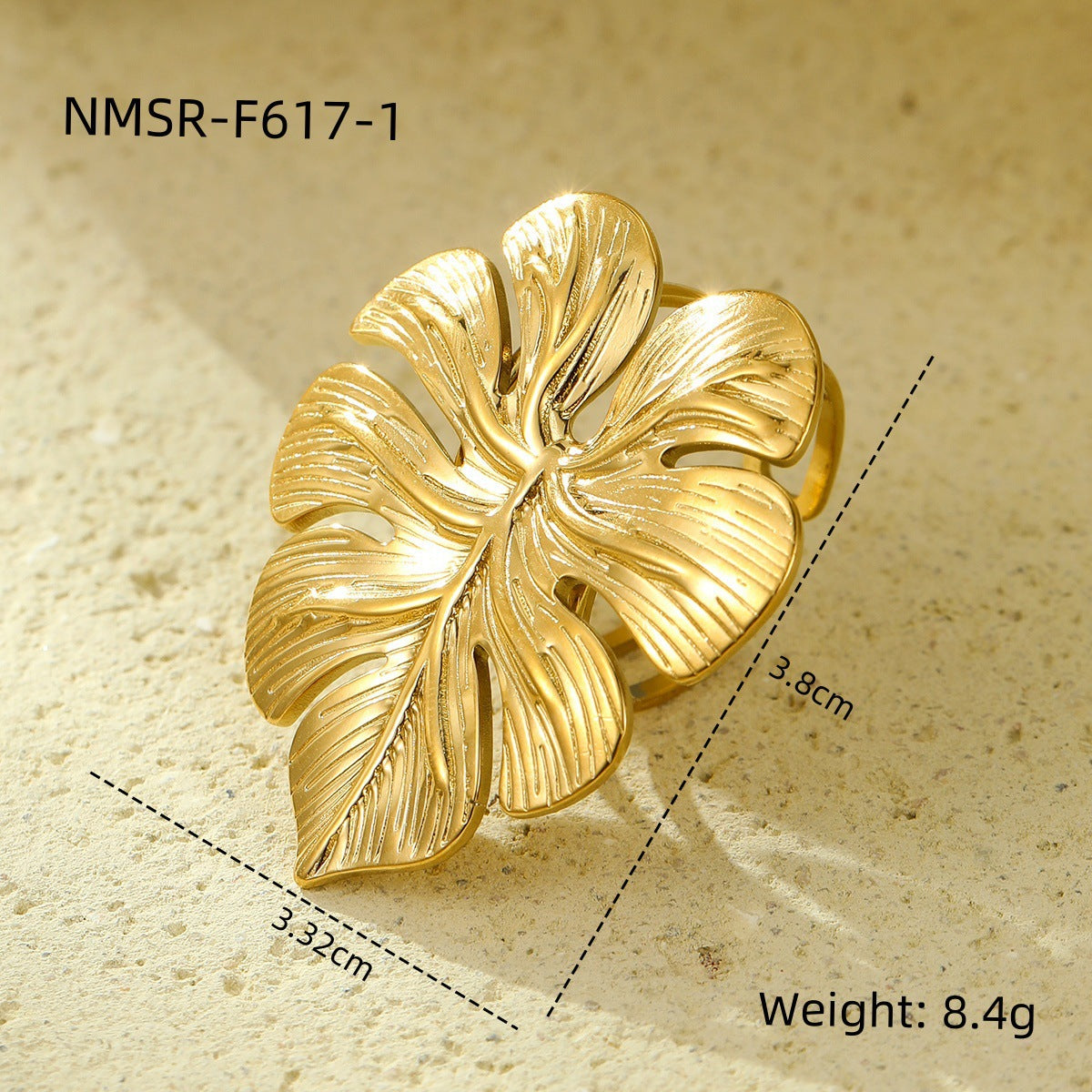Stainless Steel Ring Exaggerated Irregular Asymmetric Geometric Abstract Plated 18K Gold Titanium Steel Ring Bracelet