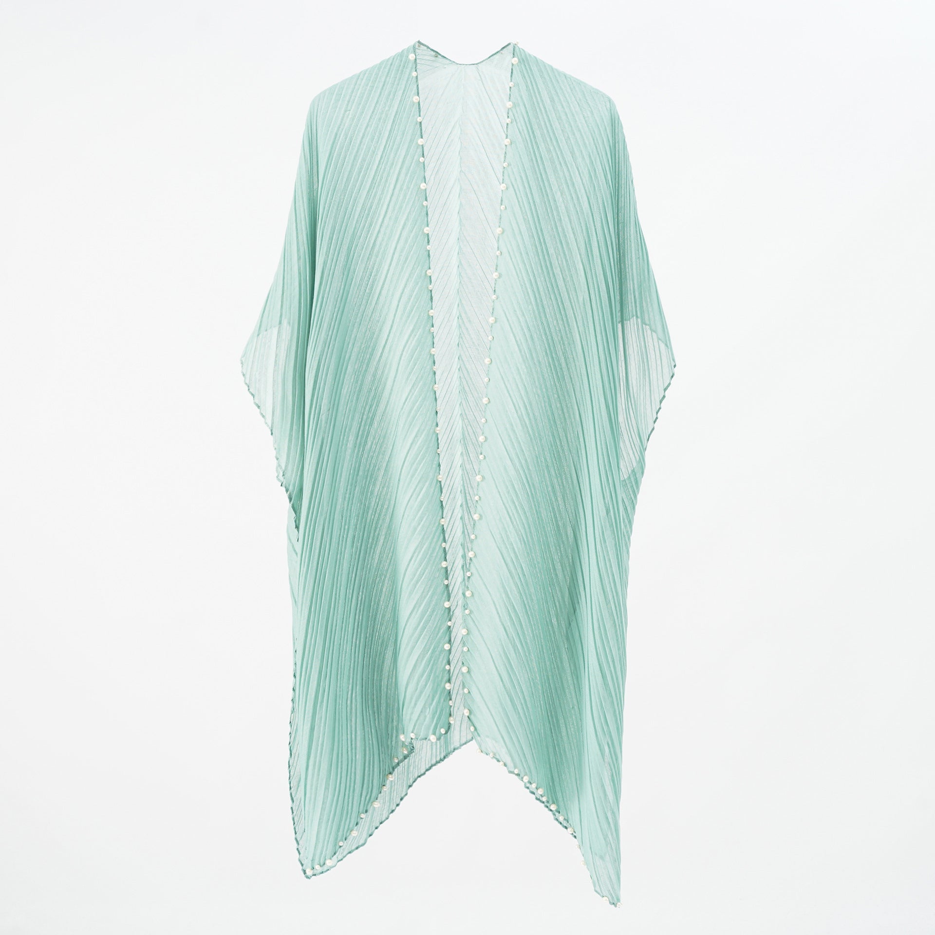 Pearl Breasted Solid Color Blouse Beach Dress Sunscreen Sexy Shawl Blouse Seaside Vacation Cardigan