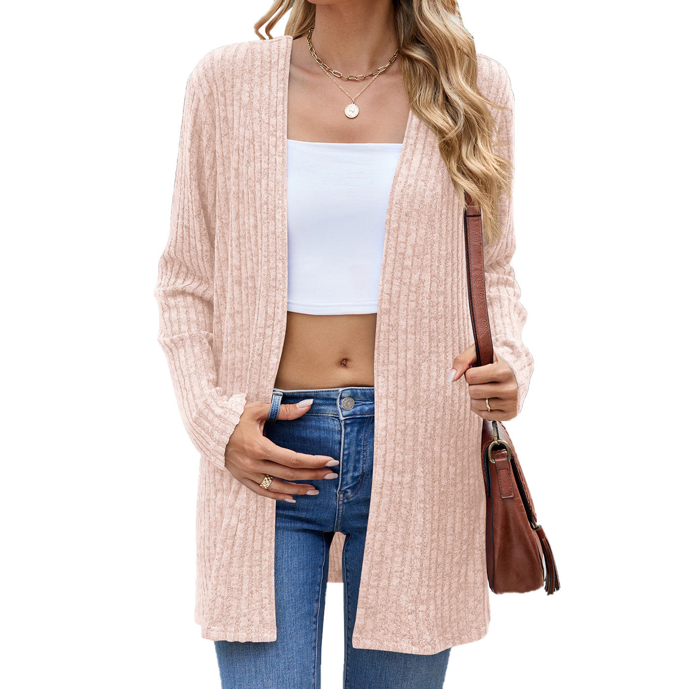 Autumn Winter Long Sleeve Loose Sunken Stripe Sanding Underwear Knitwear