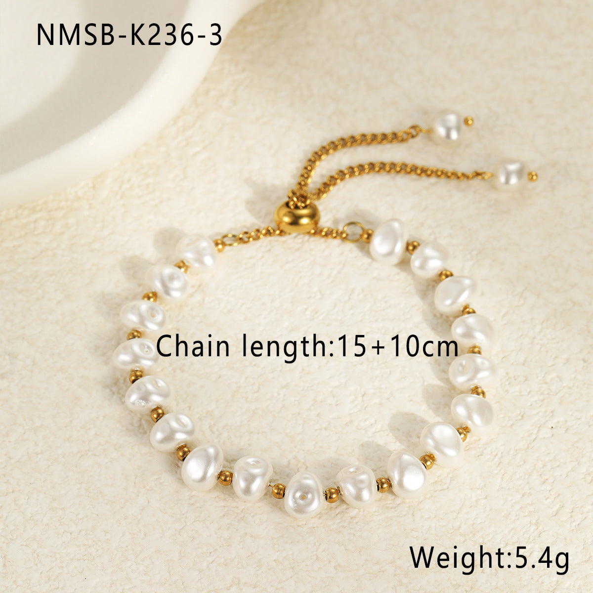 Elegant Baroque Shaped Imitation Pearl Stainless Steel Bracelet Earrings Twin Exquisite Jewelry