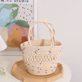 Cute Colorful Beanie Small Basket Niche Hollow Out Cutout Bucket Woven Bag Women Handheld Straw Bag