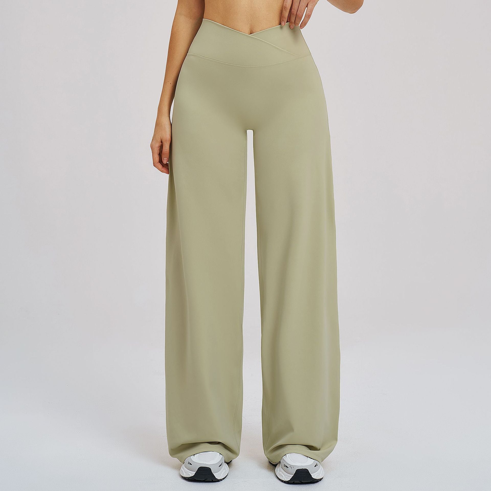 Brushed Casual Wide Leg Pants Cross Waist Brushed Loose Pants Outdoor Running Sports Wide Leg Pants