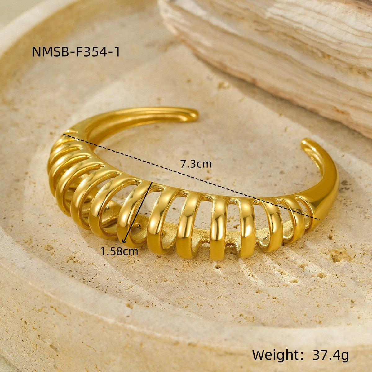 Geometry Pattern Semicircle Hollow Out Cutout Bracelet Static Luxury Exaggerated Personalized Cold Opening Bracelet