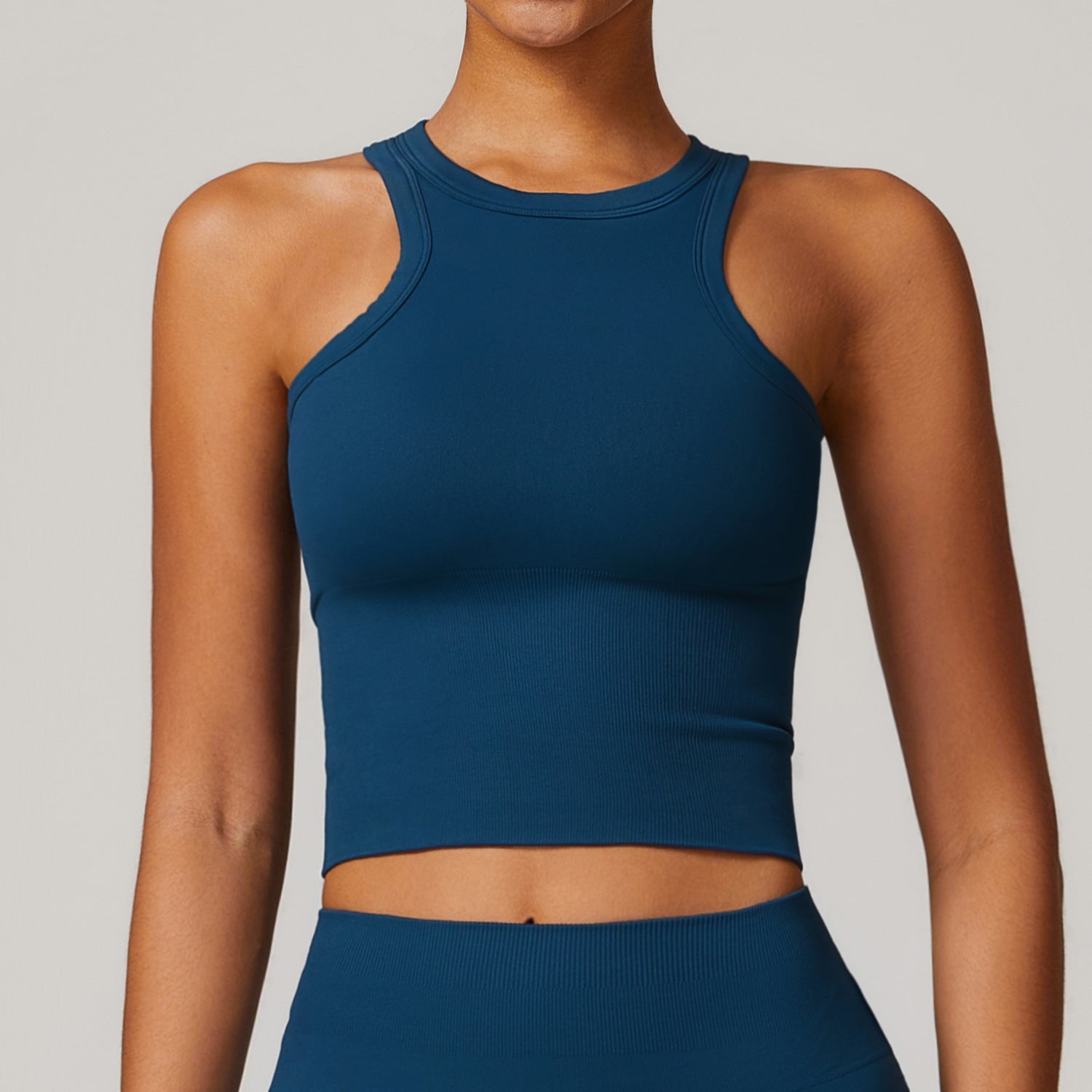 Sollinarry Seamless Tight I Shaped Beauty Back Yoga Vest One Piece Belly Covering Sports Top Yoga Clothes for Women