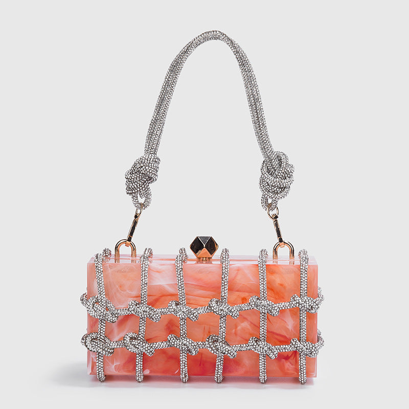 Spring Summer Alec Transparent Storage Box Handcraft Braiding Rope Small Square Bag Underarm Handbags