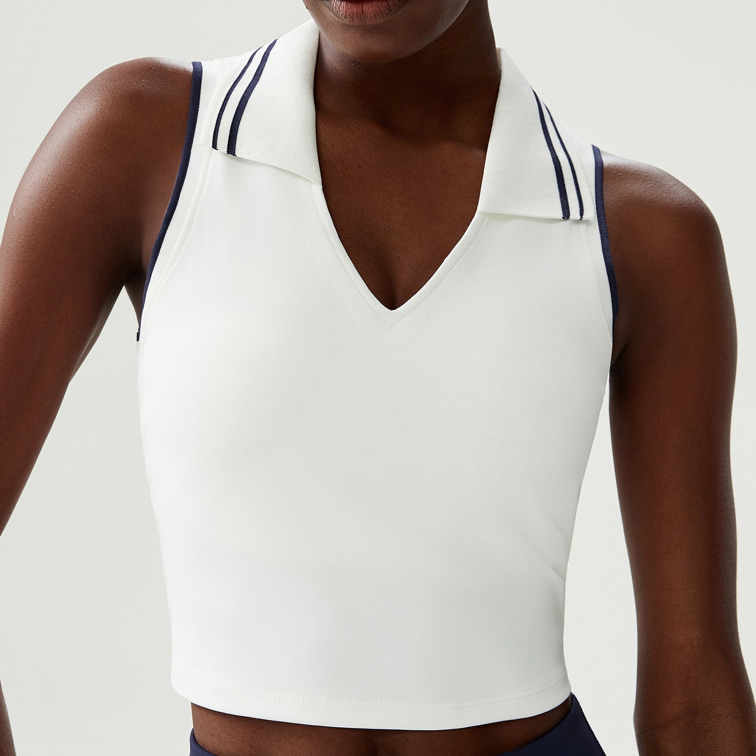 Stand Collar Tennis Women Yoga Fitness Running Top Quick Drying Sleeveless Vest with Chest Pad
