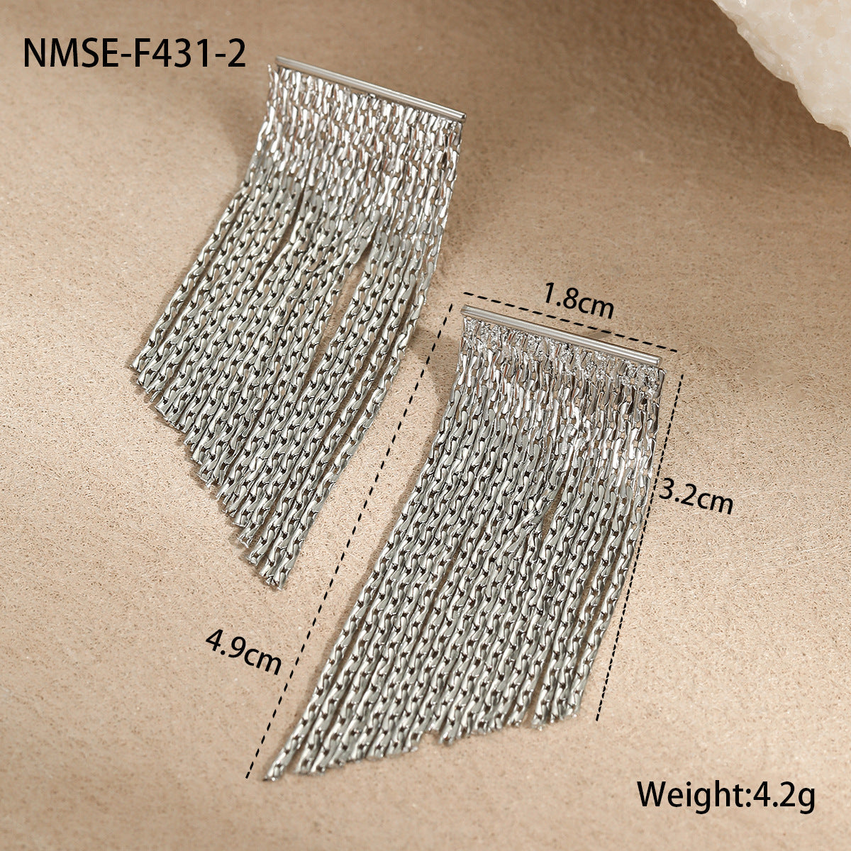 Exaggerated Tassel Chain Earrings Stainless Steel Fashionable Niche Design Earrings