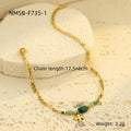 Stainless Steel Natural Stone Lapis Four-Leaf Clover Embellished Bracelet Women Titanium Steel Jewelry