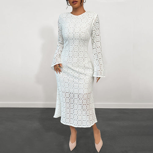 Autumn Elegant Lace Slim Fishtail Dress Women