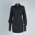 Striped Long Sleeved Shirt Dress Spring Summer Mini Hip Dress Slim Fit Dress Women