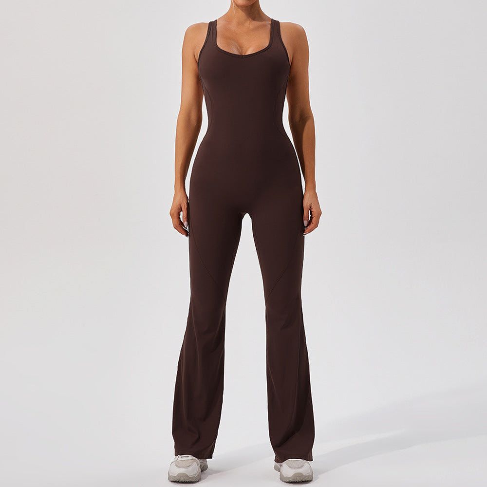 Quick Drying Sanding Skinny Yoga Clothes Dance Sports Fitness Clothes Hip Lifting Waist Slimming Horn Yoga Jumpsuit