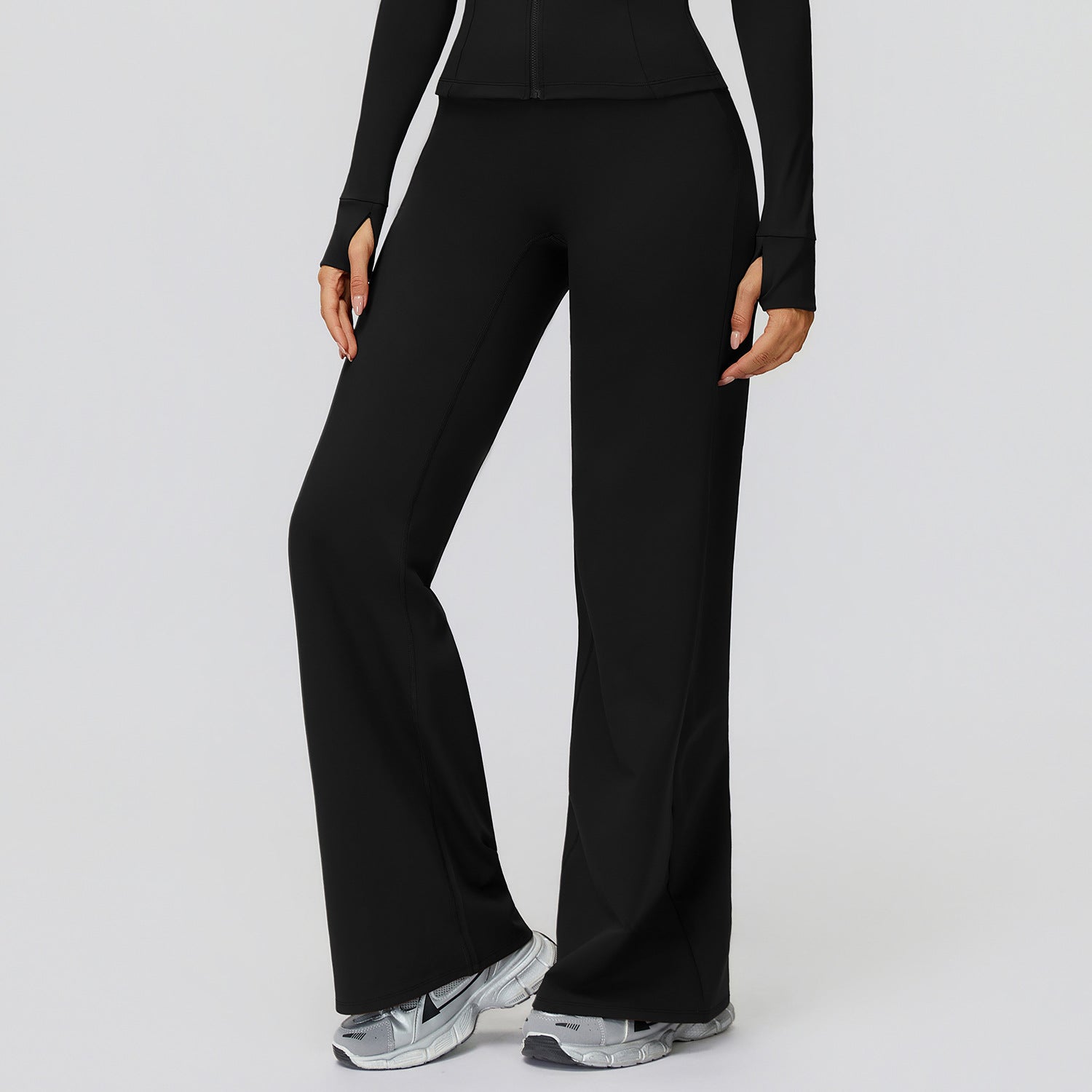 Casual Trousers Fleece-Lined Keep Warm High Waist Wide Leg Pants Outdoor Sports Running Wide Leg Pants Women