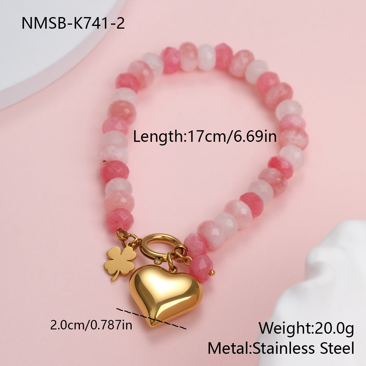 Simple All Match Office Elegant Jewelry Stainless Steel 18K Gold Plating Natural Stone Necklace Bracelet