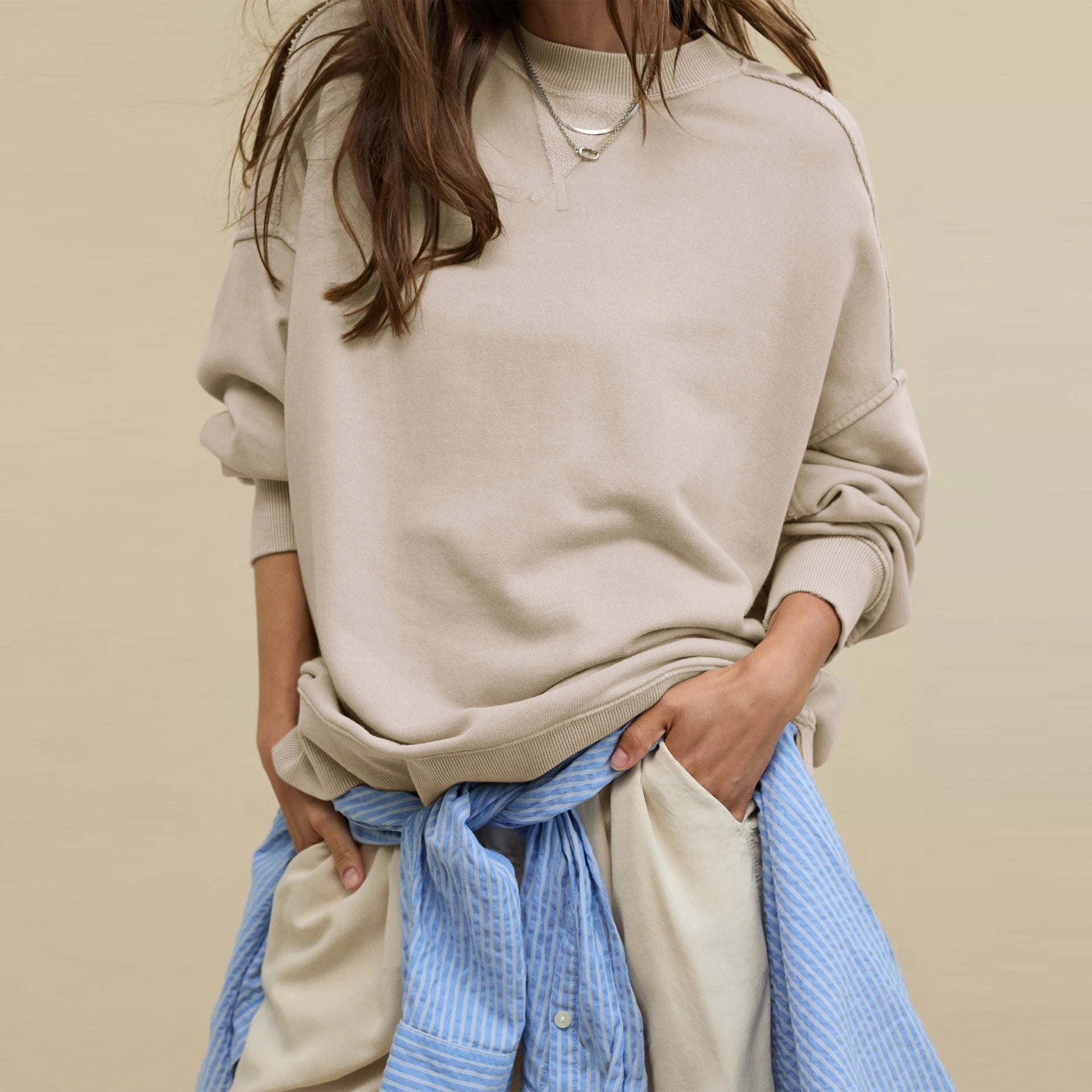 Sweatshirt Coat Women Loose Casual Brand Round Neck Top Women Commuting Wear High Grade