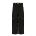 Street Stitching Lace Contrast Color Waist Head Women Summer Wide Leg Mopping Woven Trouser