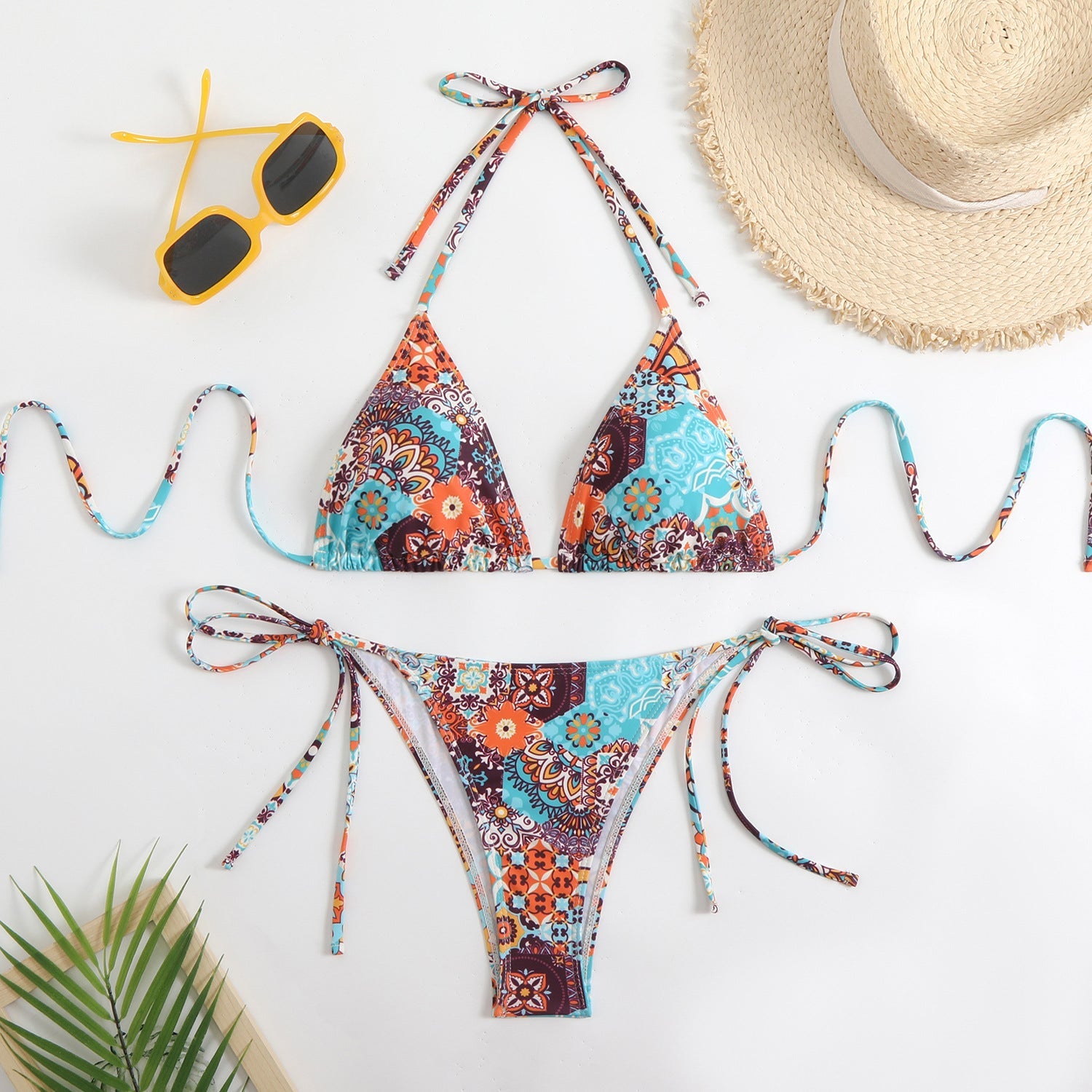Bikini Printed Sexy Halter Swimsuit Women Split Durable Bikini