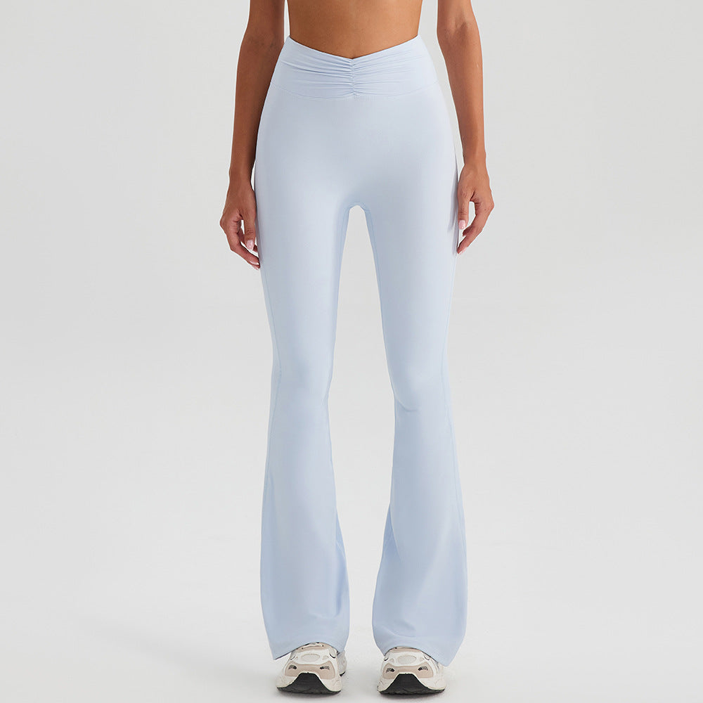 Nude Feel High Waist Hip Lift Yoga Pants Bell Bottom Pants Running Fitness Pants Slimming Tight Breathable Sports Pants