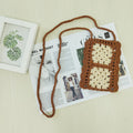 Handmade Woven Women Bag Net Red Ethnic Mobile Phone Bag Color Contrast Patchwork Single-Piece Crossbody Bag