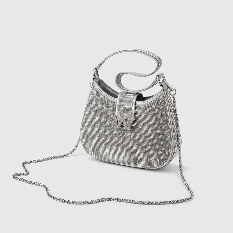 Rhinestone Encrusted Chain Bags Women Internet Celebrity W Rhinestone Handbag Shoulder Underarm Bag