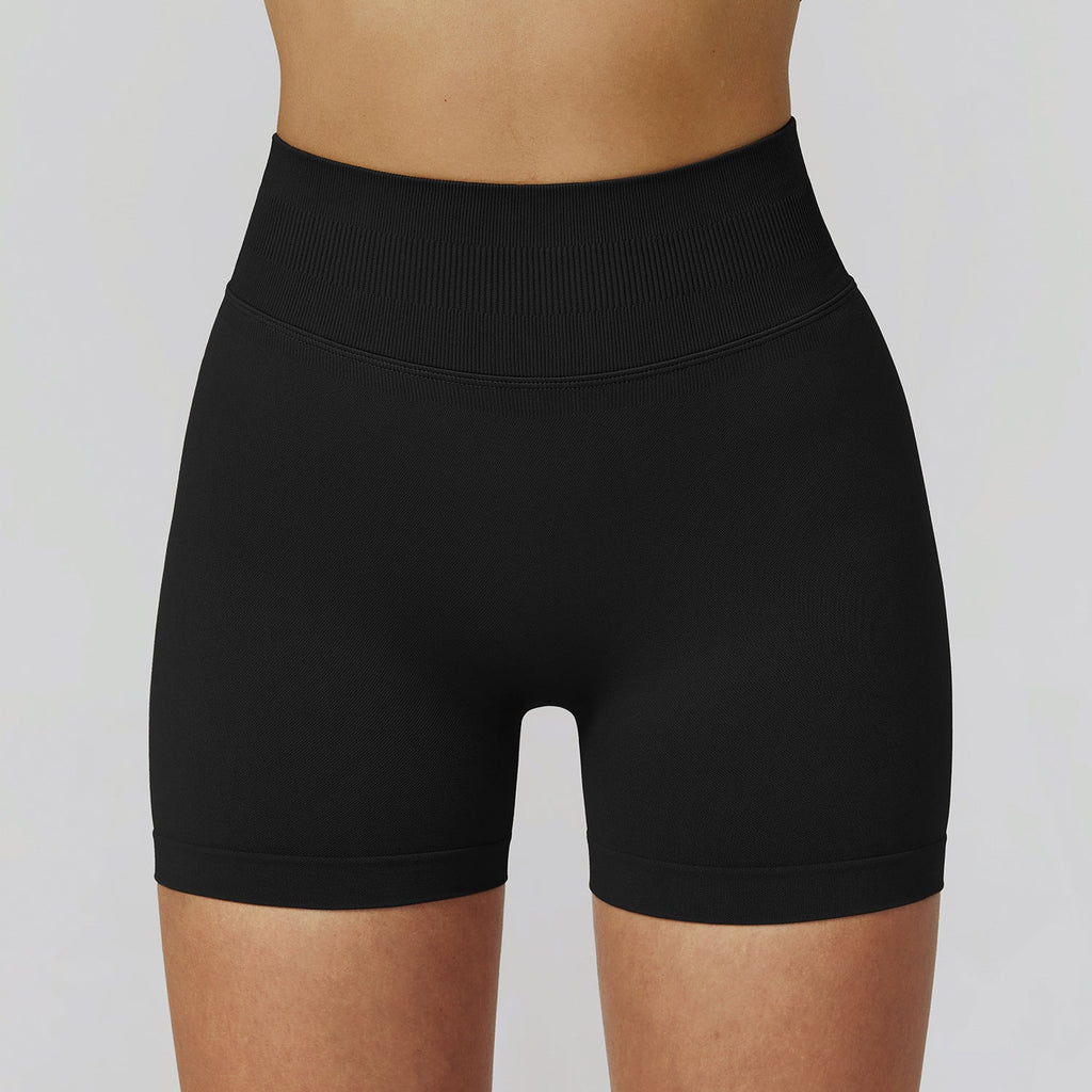 Sollinarry Seamless Yoga Shorts High Waist Pleated Peach Hip Slim Fitness Clothes Outdoor Running Exercise Shorts