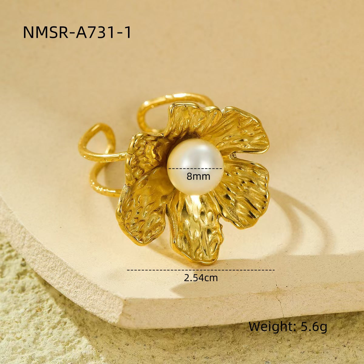 Stainless Steel Ring Exaggerated Irregular Asymmetric Geometric Abstract Plated 18K Gold Titanium Steel Ring Bracelet