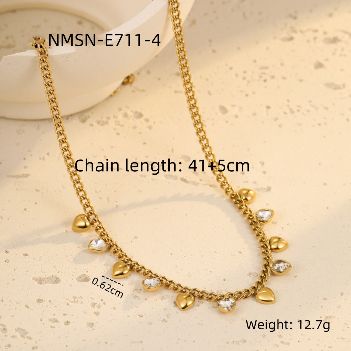 Classic Stainless Steel Color Rhinestone Tassel Necklace Women Twin Titanium Steel Clavicle Chain Jewelry