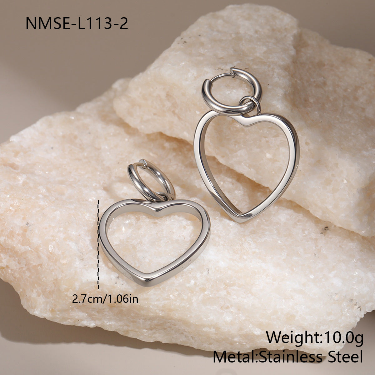 Personalized Heart Shaped Hollow Out Cutout Stainless Steel Earrings Women Niche Simple All Match Ear Jewelry