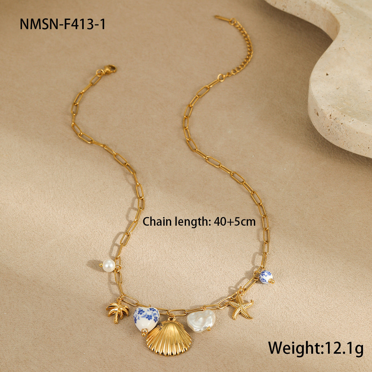Bracelet Necklace Ornament Ocean Vacation Beach Wind Tassel Starfish Shell Embellished Necklace
