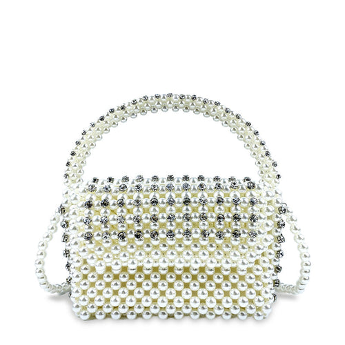 Autumn Chinese Hand-Woven Beaded Bag Diamond Embedded Pillow Bag Underarm Handbag Cross Body Hand Carrying