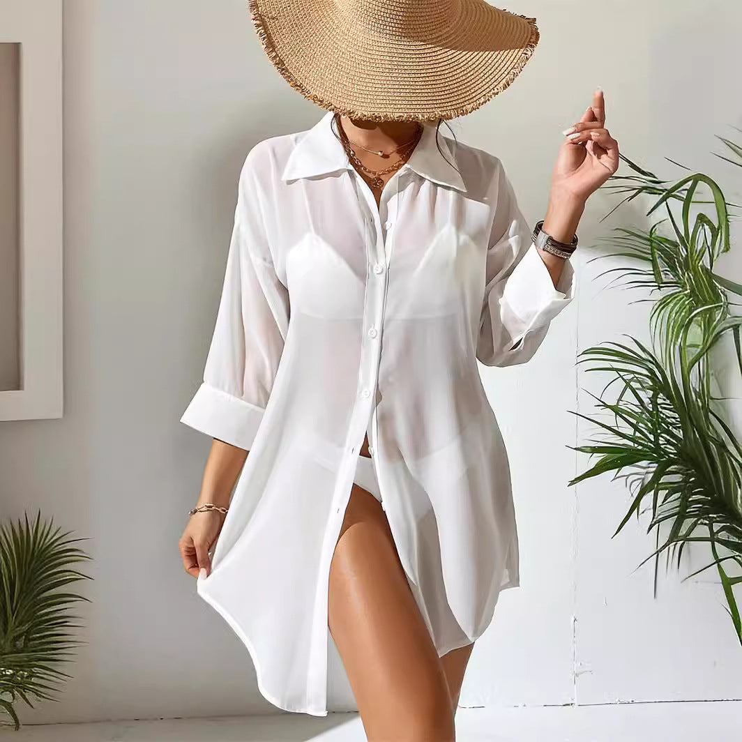 Women Clothing Shirt Blouse Women Chiffon Polo Casual