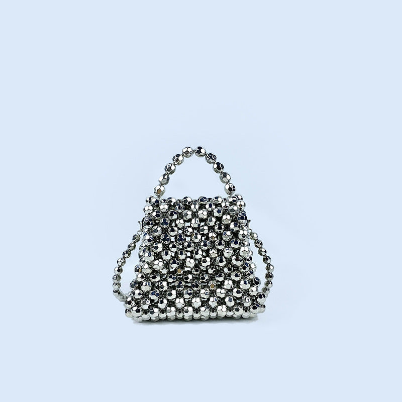 Black Pearl Bag Women Small Crossbody Woven Bag Handbag Internet Celebrity Retro Handmade Beaded Bag Women Bag