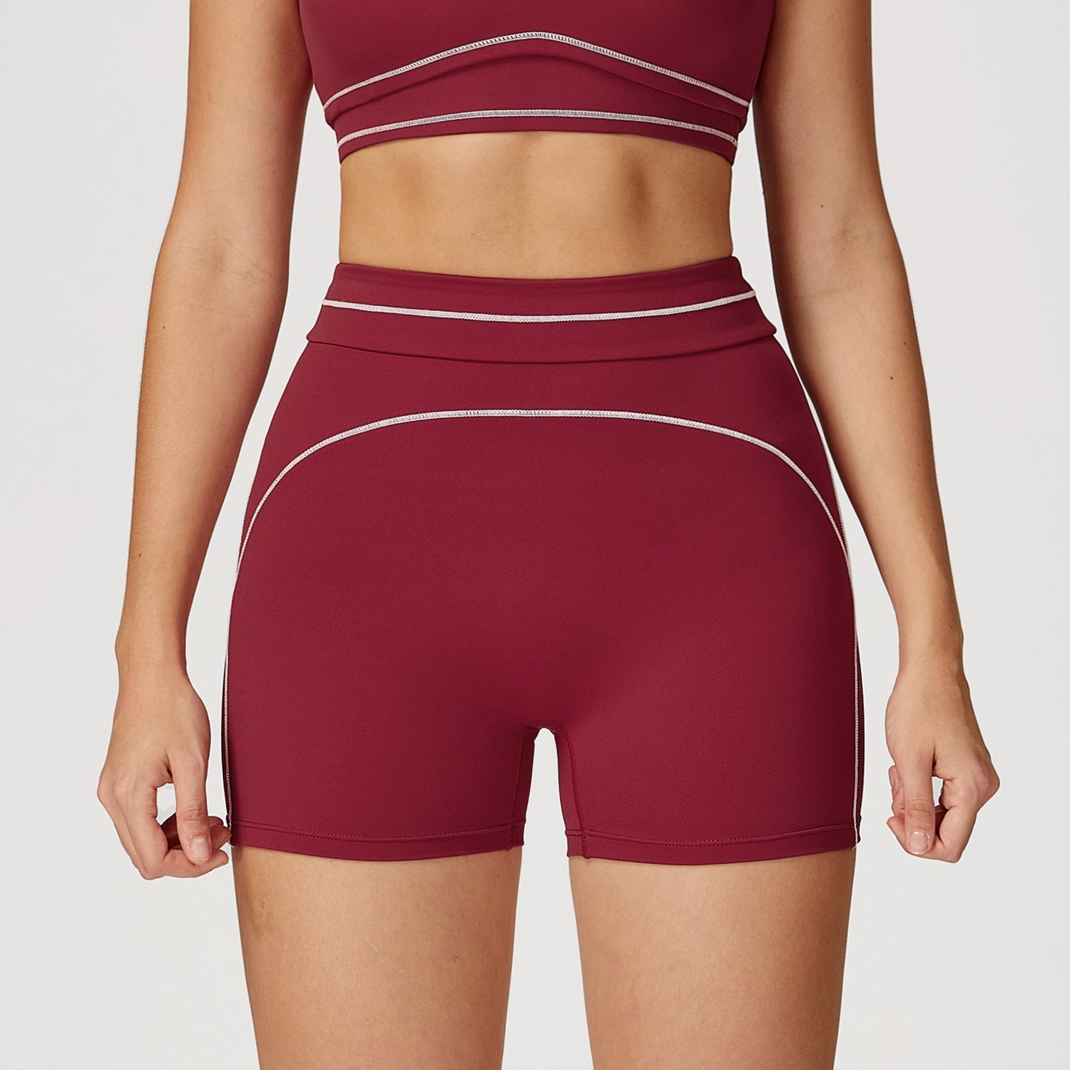 Sollinarry High Waist Track Shorts Turn Waist Folding Head Contrast Color Yoga Shorts Outdoor Running Workout Shorts