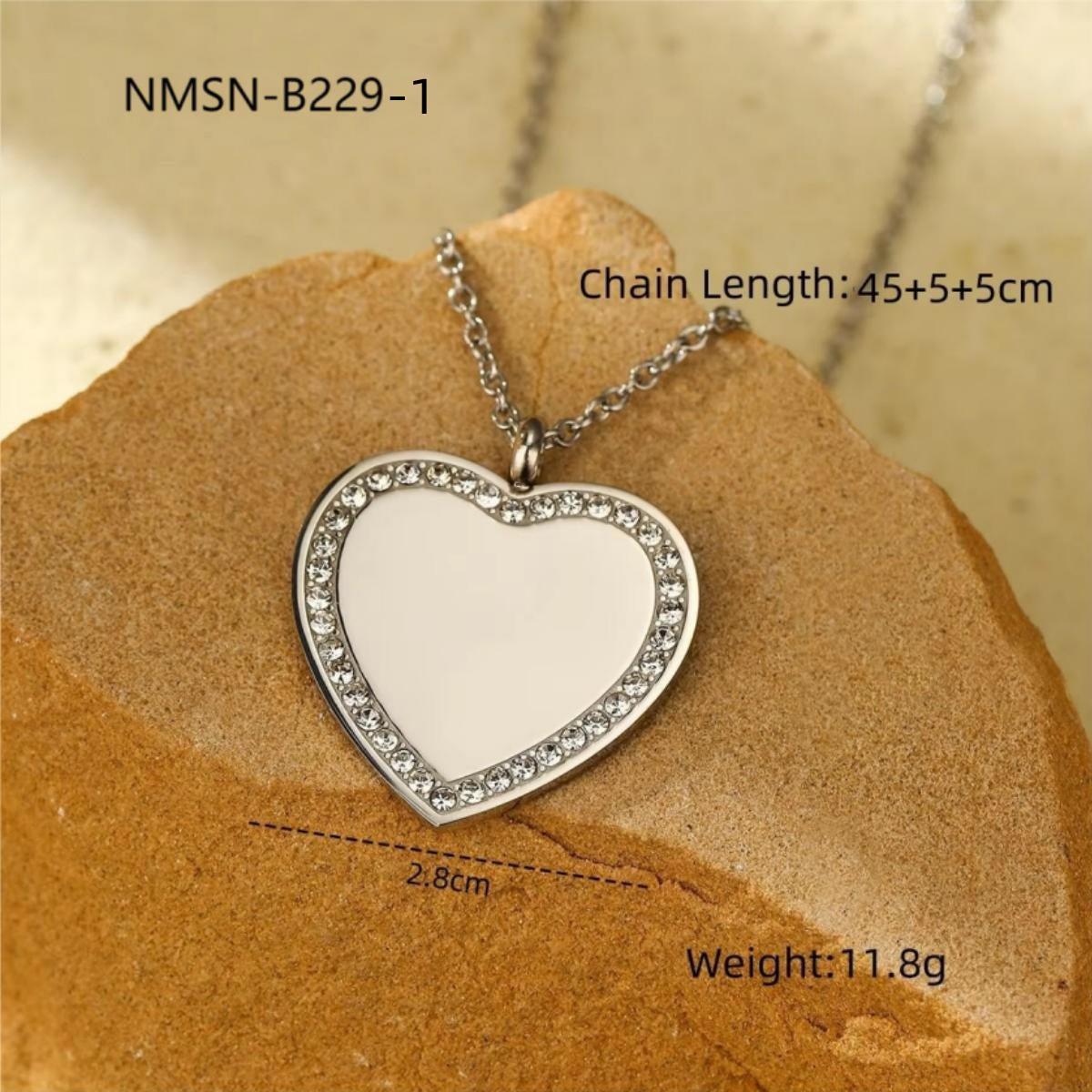 Stylish round Diamond Inlaid Stainless Steel Necklace Women Can Carve Writing Light Luxury Minority Gold Plated Embellished Ornament