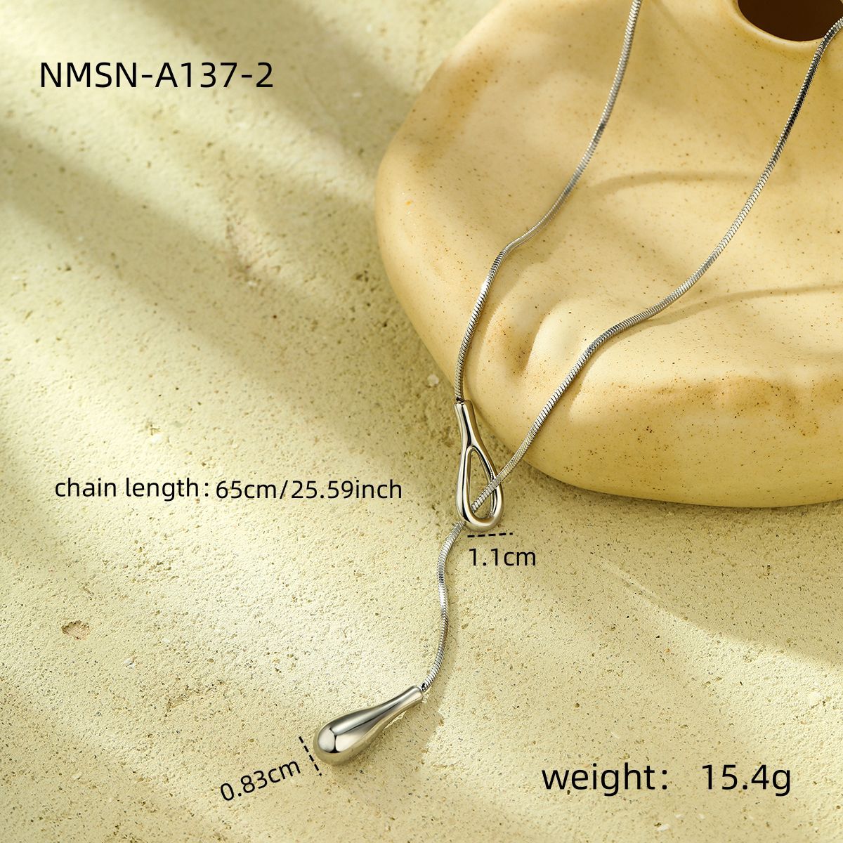 Stainless Steel Necklace Long Water Drop Pull out Y Shaped Chain Necklace for Women Cold Necklace for Women