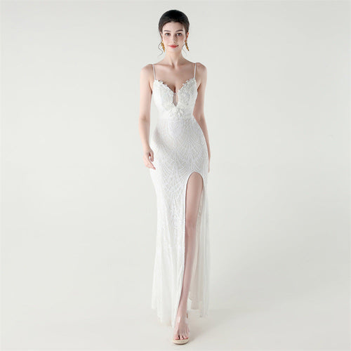 Bead Tube Craft Boning Corset Lace Waist Controlled Sequined Slim Slimming Cocktail Evening Dress