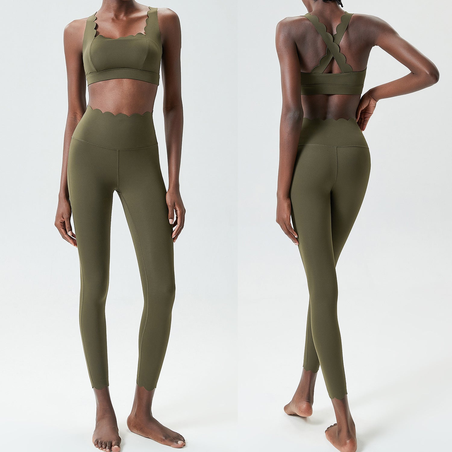Small Wave Yoga Suit Suit Women Tight Fit Sports Fitness Suit Two Piece Quick Dry Suit