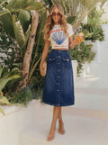 Spring Retro One Breasted Split High Waist Figure Flattering Sheath A line Skirt