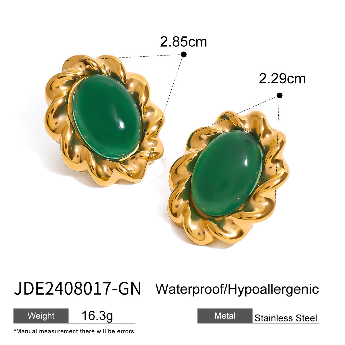 Stainless Steel Retro Heavy Duty Gemstone Earrings Inlaid Red Agate Embellished Niche Twist Weave Ornament