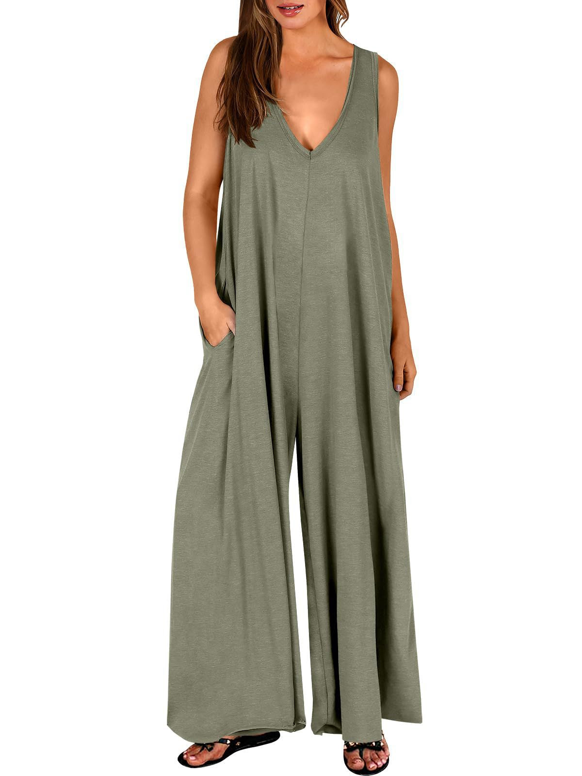 Summer Fresh Casual Women Pocket Jumpsuit Thin Women Jumpsuit