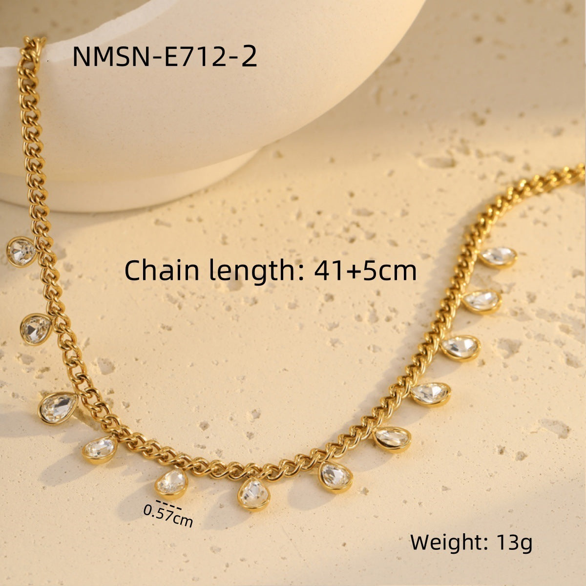 Classic Stainless Steel Color Rhinestone Tassel Necklace Women Twin Titanium Steel Clavicle Chain Jewelry